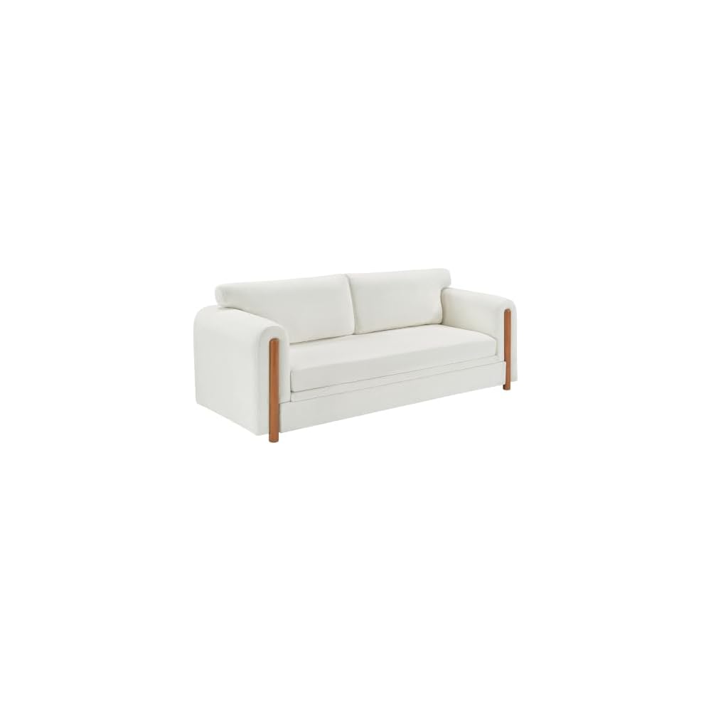79" Chenille Sofa, Cloud Couch with Sculptural Armrests, Gosuhi Couch with Rubber Wood Frame for Apartment and Living Space, Beige