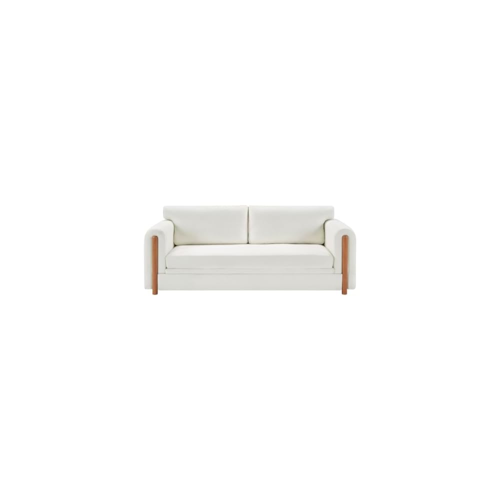 79" Chenille Sofa, Cloud Couch with Sculptural Armrests, Gosuhi Couch with Rubber Wood Frame for Apartment and Living Space, Beige