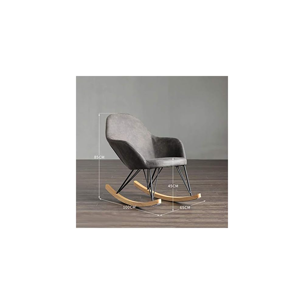 Single Rocking Chair Smooth Rocking Motion Wood Individual Widening Cushion Terrace Armchair - Grey Suitable for Terrace Living Room