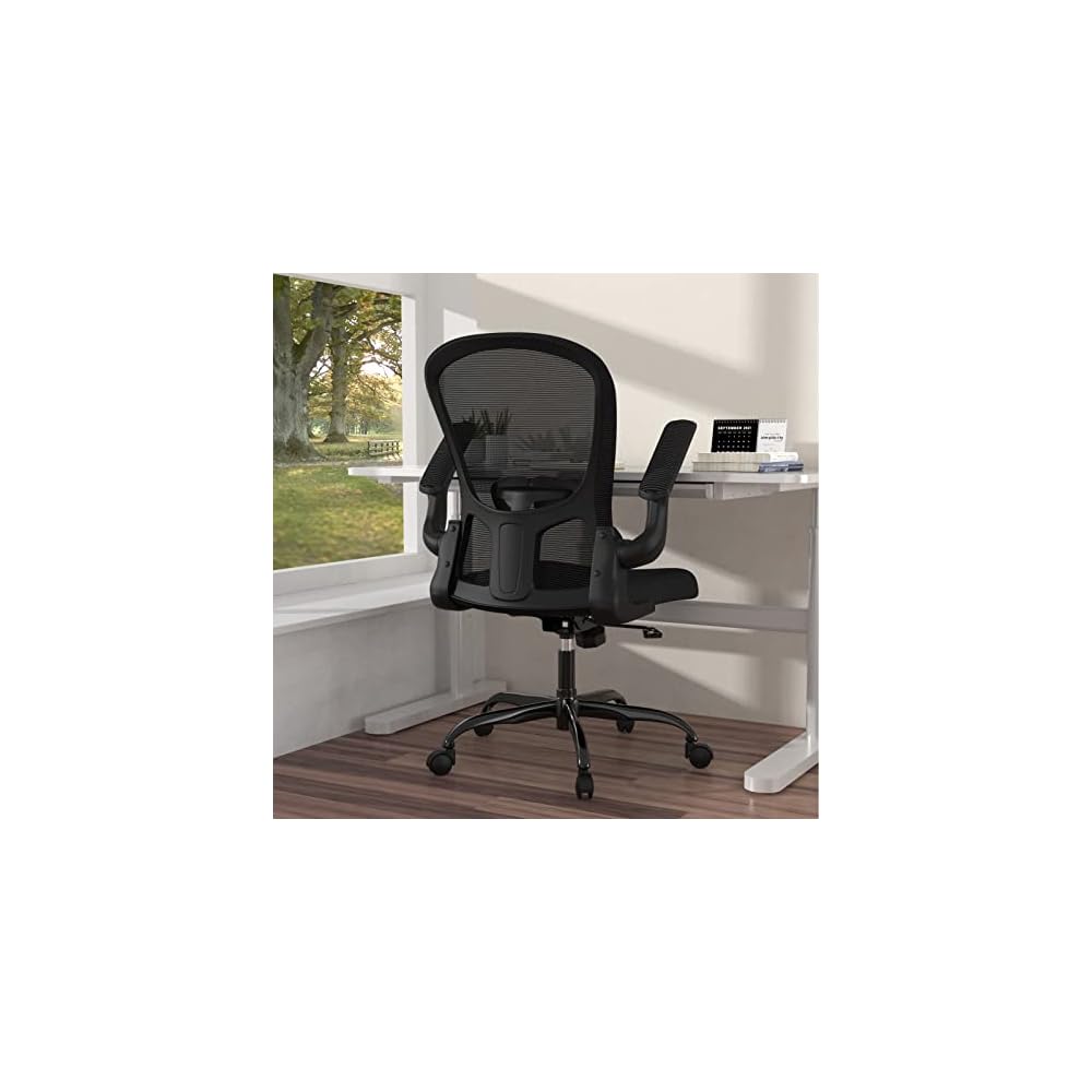 Ergonomic Office Chair, Comfort Swivel Home Office Task Chair, Breathable Mesh Desk Chair, Lumbar Support Computer Chair with Flip-up Arms and Adjustable Height