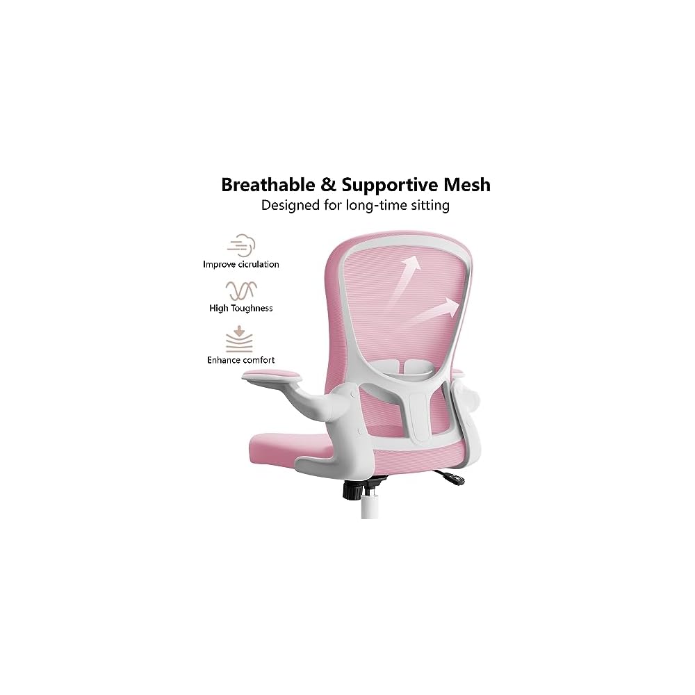 Ergonomic Office Chair, Comfort Swivel Home Office Task Chair, Breathable Mesh Desk Chair, Lumbar Support Computer Chair with Flip-up Arms and Adjustable Height