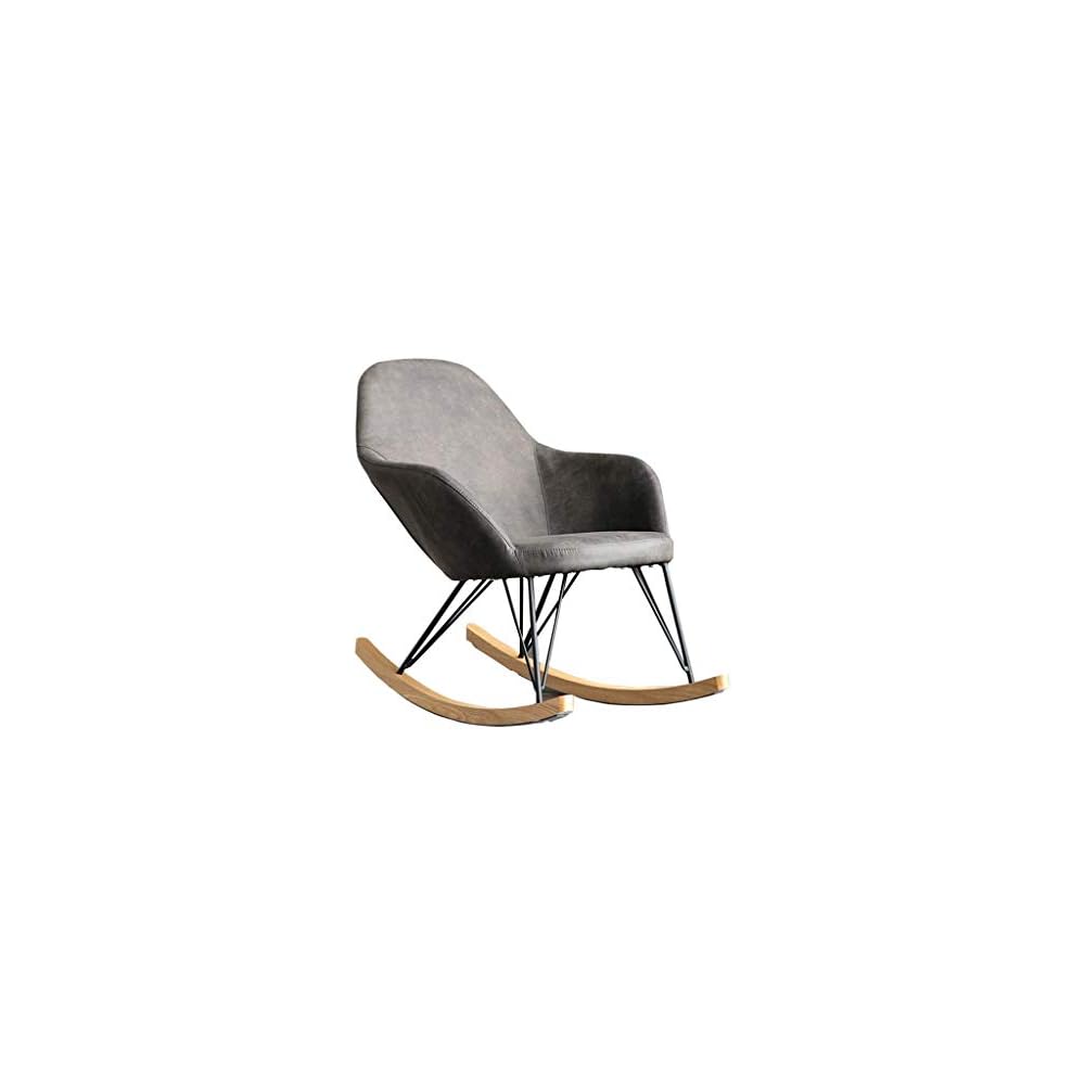 Single Rocking Chair Smooth Rocking Motion Wood Individual Widening Cushion Terrace Armchair - Grey Suitable for Terrace Living Room