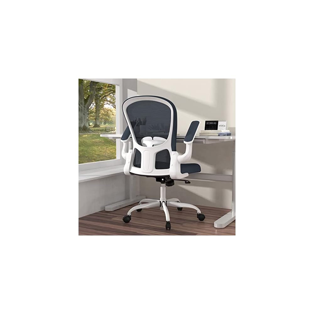 Ergonomic Office Chair, Comfort Swivel Home Office Task Chair, Breathable Mesh Desk Chair, Lumbar Support Computer Chair with Flip-up Arms and Adjustable Height