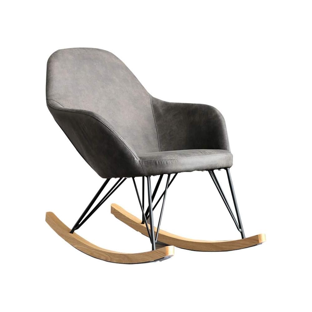 Single Rocking Chair Smooth Rocking Motion Wood Individual Widening Cushion Terrace Armchair - Grey Suitable for Terrace Living Room